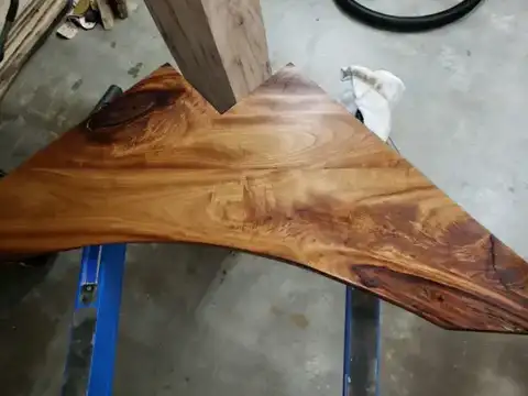 Live-edge corner shelf in progress
