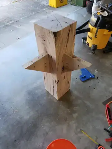 Wood post with crossed braces