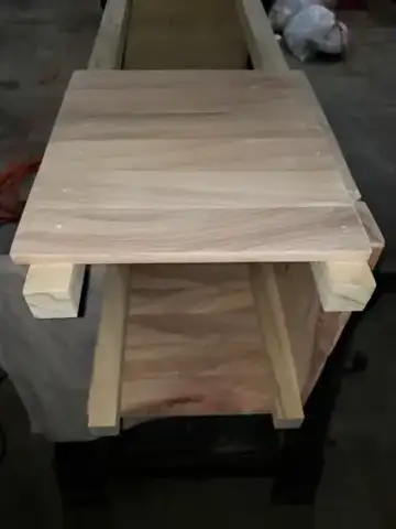 Light wood bench seat in progress