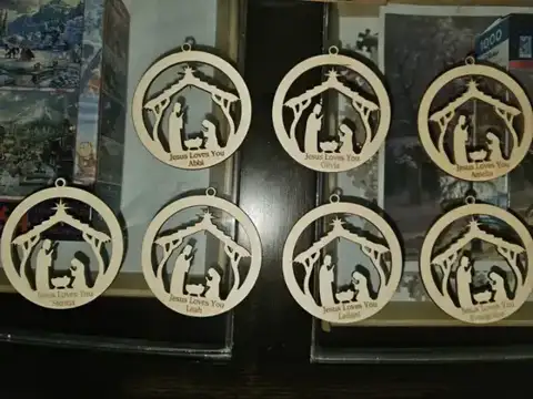 Six round nativity ornaments